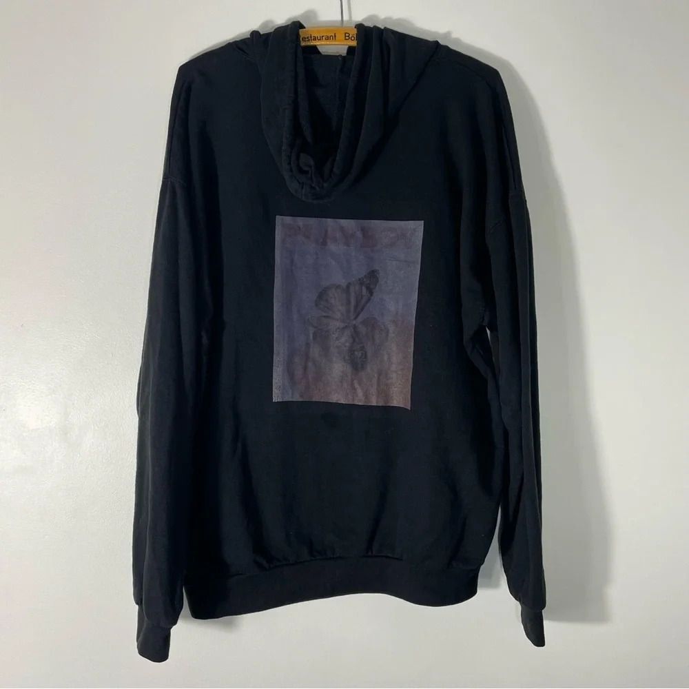 PrettyLittleThing Black Drawstring Playboy Butterfly Hoodie Size L